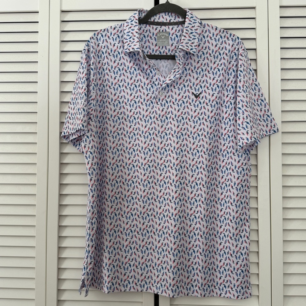 Callaway Performance OPTI DRY Polo Golf Shirt Parrots Short Sleeve Size Medium